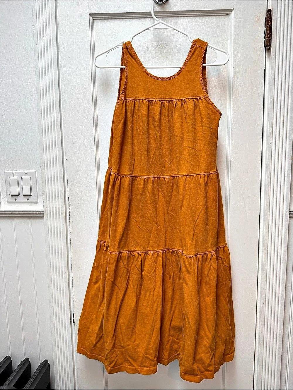 Everlane The Weekend Tiered Dress Midi Dress - Sz Small - Mustard Color